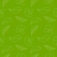 Vegan pattern vegetables arugula salad cabbage, seamless hand drawn doodle pattern. For packaging, backgrounds, postcards, posters, banners, textile prints, cover, design. vector