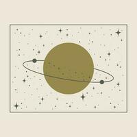 Outer space with saturn planet illustration card vector