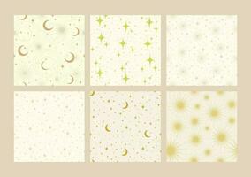 Seamless pattern set with night sky on beige background vector