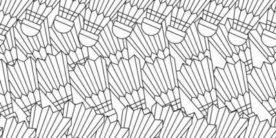 outline Shuttlecock badminton seamless pattern vector