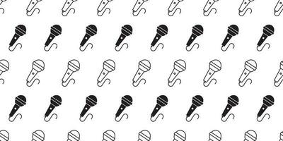 black white microphone seamless pattern vector