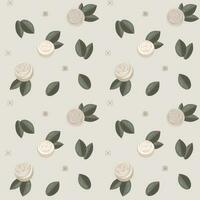 Cute floral seamless pattern with leaves and roses vector