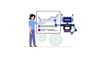 Cooperate with AI artificial intelligence illustration vector