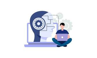 Cooperate with AI artificial intelligence illustration vector