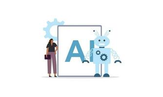 Cooperate with AI artificial intelligence illustration vector