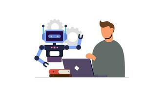 Cooperate with AI artificial intelligence illustration vector