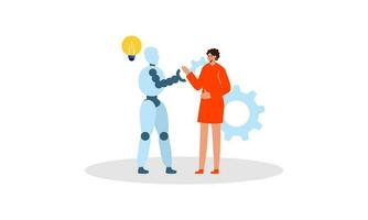 Cooperate with AI artificial intelligence illustration vector