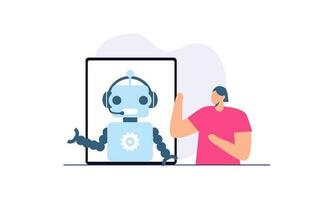 Cooperate with AI artificial intelligence illustration vector