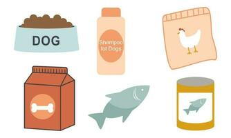 elementos mascotas comida tema logo vector