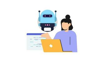 Cooperate with AI artificial intelligence illustration vector