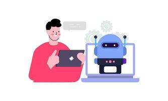 Cooperate with AI artificial intelligence illustration vector