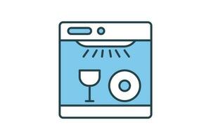 Dishwasher icon. icon related to cleaner, household appliances. Flat line icon style design. Simple vector design editable