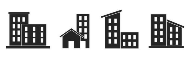 conjunto de ilustraciones acerca de edificio icono. valores vector. vector