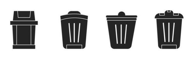 Set of illustrations about trash bin icon. Stock vector. vector