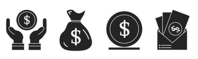 conjunto de ilustraciones acerca de dinero icono. valores vector. vector