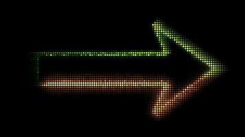 La Flèche laser particules Balle lueur vert et flamme énergie vite bouge toi mouvement symbole sur noir écran video