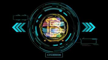algoritmo proceso y análisis bitcoin cuántico computadora futurista tecnología vistoso digital capa dimensión holográfico video