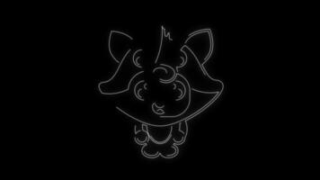 line art neon cat animal mascot costume animation video