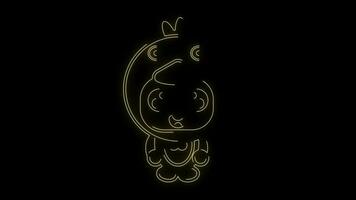 linha arte néon frango animal mascote traje animação video