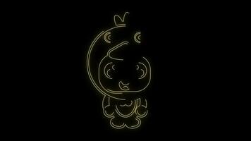 line art neon  chicken animal mascot costume animation video