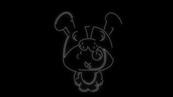 linha arte néon cachorro animal mascote traje animação video