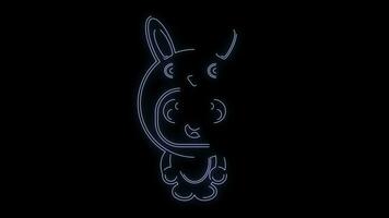 line art neon rabbit animal mascot costume animation video