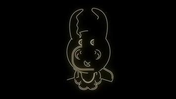 line art neon fighter beetle animal mascot costume animation video