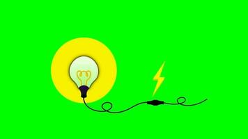 ljus Glödlampa glöd eftersom de motta elektrisk energi, lysande gul ljus Glödlampa, brainstorming begrepp med en ljus Glödlampa, bakgrund kreativ aning video