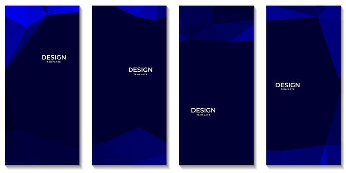 set of brochures, abstract blue geometric background with triangles for business, copy space area vector