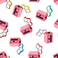 Pink pencil sharpener seamless pattern vector illustration