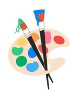 Art palette with paint brushes vector illustration