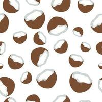Cute Cartoon coconut pattern, seamless, repeating, on white background. Vector Artwork. EPS 10.