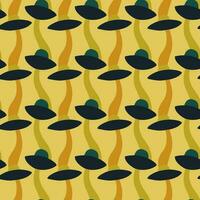 Seamless vector pattern of hand drawn cute psychedelic mushrooms. Design of repeating  magic mushrooms for printing scrapbooking paper, fabric, wallpapers, backgrounds.