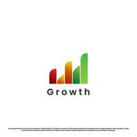 Up graph bar logo design illustration. Simple gradation modern bar growing upward progression illustration. Geometric monogram business chart diagram abstract icon. vector