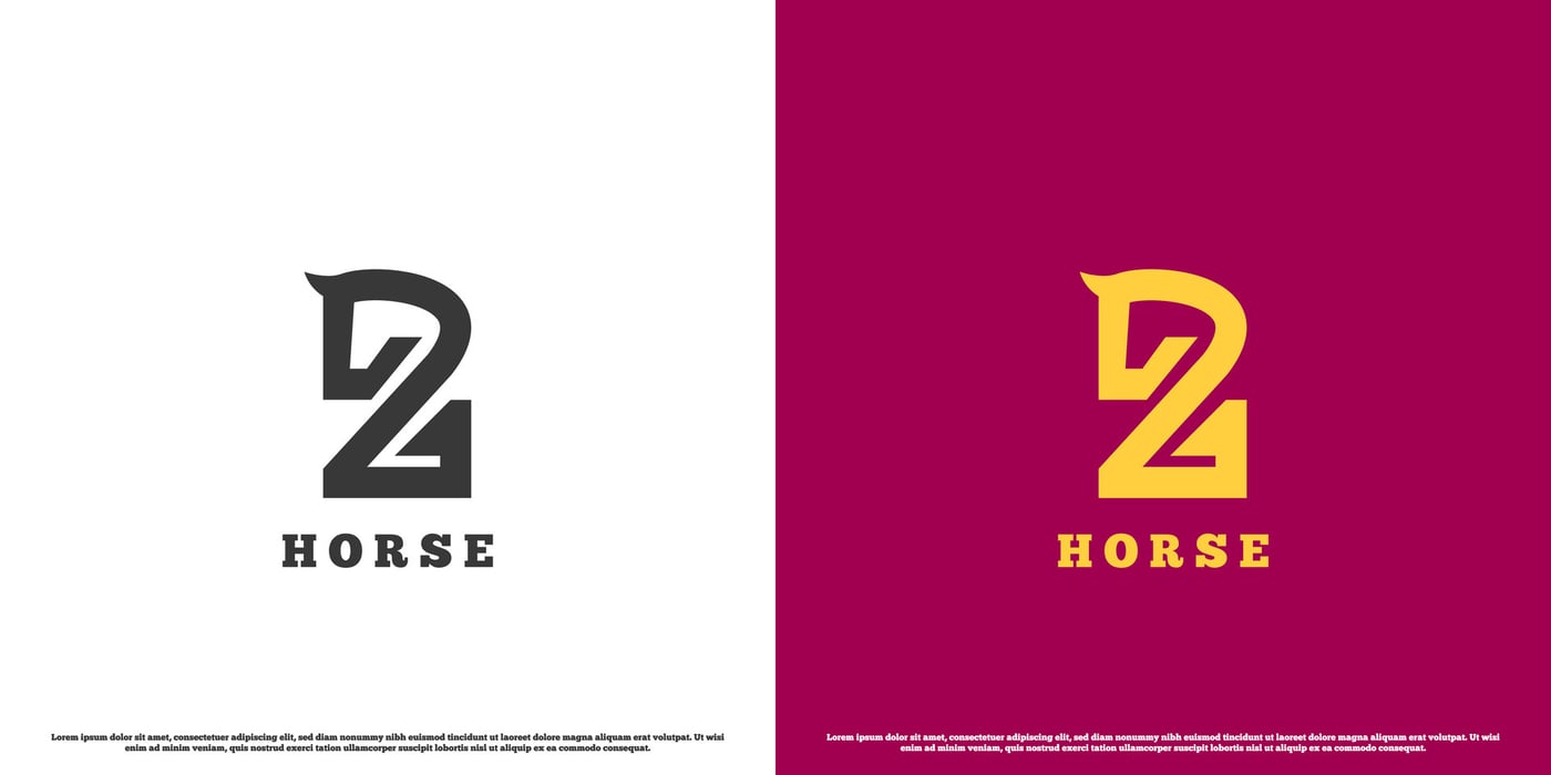 Horse logo design illustration number 2. Horse animal silhouette flat 