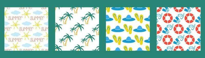 Hand drawn summer seamless pattern set vector