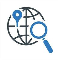 International search engine icon. Vector and glyph