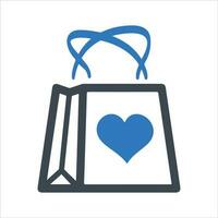 Favourite shopping bag icon. Vector and glyph