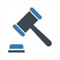 Judge hammer icon. Vector and glyph