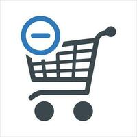 Remove shopping cart icon. Vector and glyph