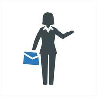 Business woman icon. Vector and glyph