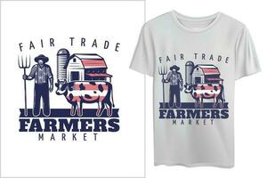 americano granja logo diseño para t camisas vector