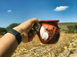 experiencia el auténtico gusto de mexico con pulque, un tradicional maguey beber, servido en hermosa vajilla foto