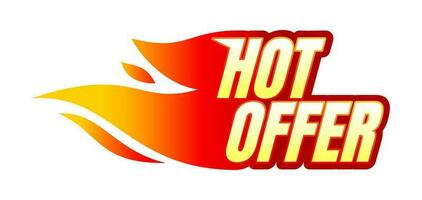 Hot offer fire vector icon label isolated on white background. Vector illustration