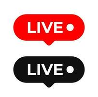 Red live buttons on on white background, speech bubble. Vector Illustration