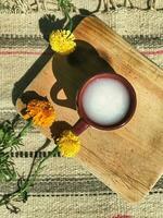 Mexican pulque, a refreshing drink from maguey, captured in a vibrant still life photo