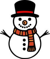 Snowman with a top hat and a scarf vector illustration