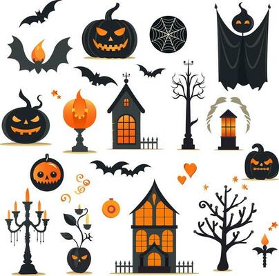 set of halloween objects