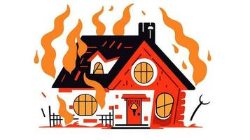 Dramatic Blaze Exploring the Intense Image of a House on Fire in the Banner vector