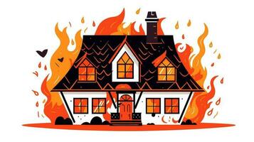 Dramatic Blaze Exploring the Intense Image of a House on Fire in the Banner vector